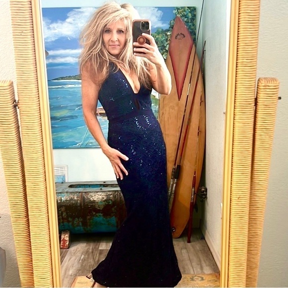 💙VTG Bee Darlin, Gorgeous, Lined, Form Flattering , Rich Navy, Size 6 - Picture 8 of 16